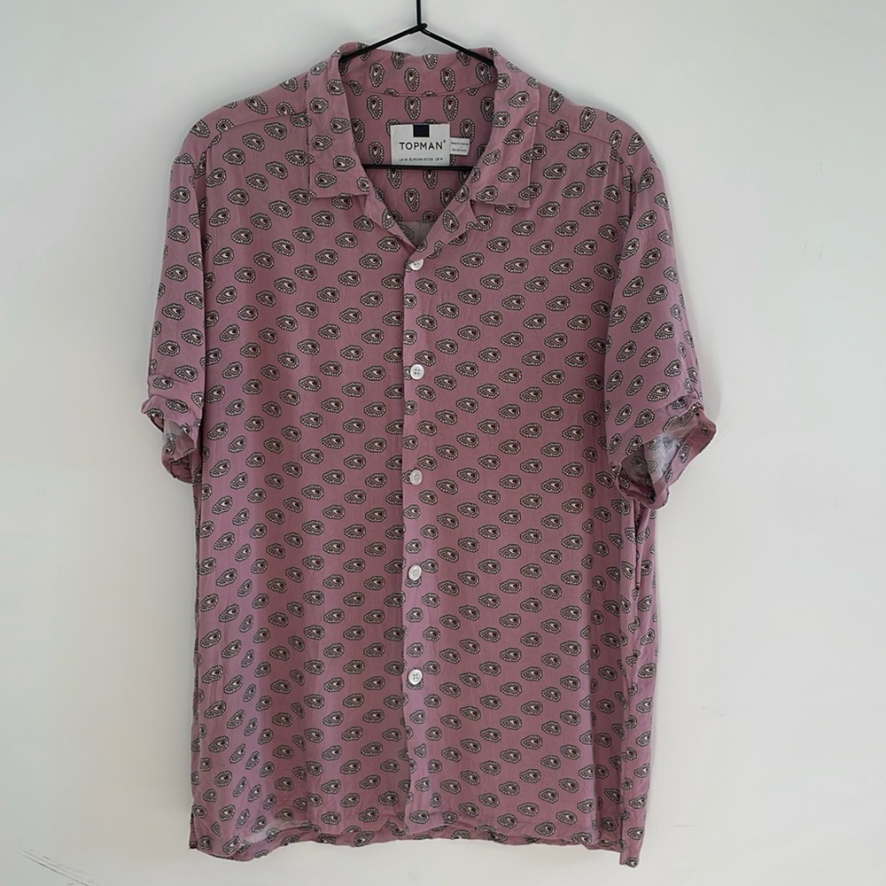 Topman Pink Printed Viscose Shirt